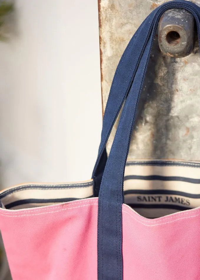 Cabas Reversible Tote Bag 100 Cotton Tangerinepink Women Saint James Bags