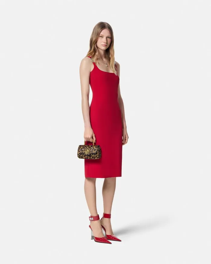 Cady Fitted Midi Dress Red Women Versace Dresses