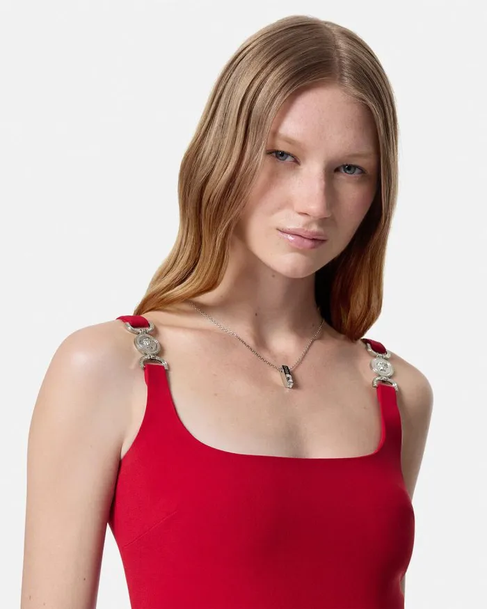 Cady Fitted Midi Dress Red Women Versace Dresses