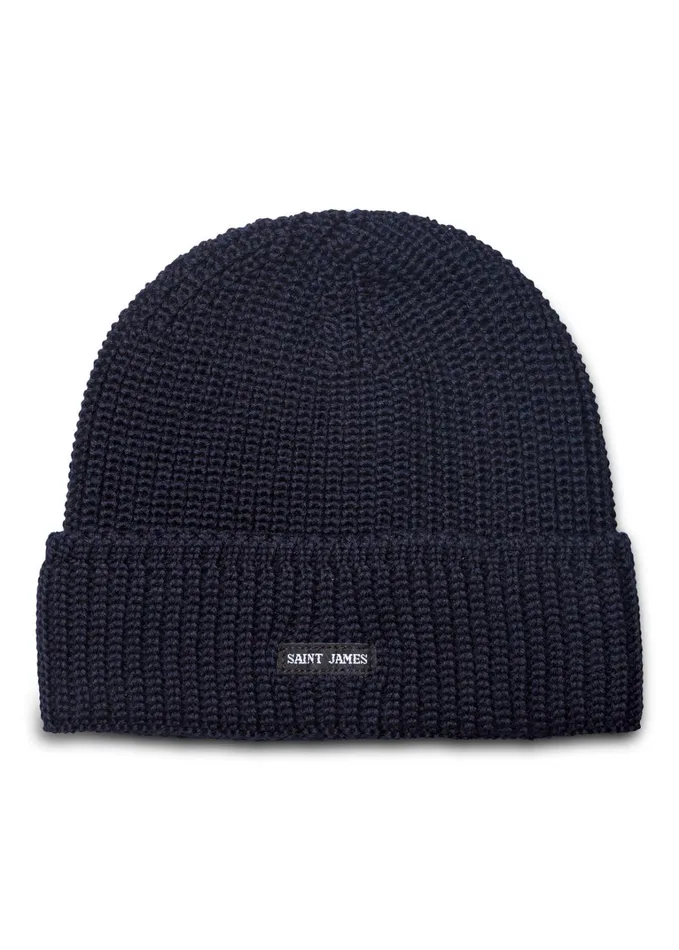 Canot Soft Wool Beanie In Purl Knit Navy Women Saint James Hats and Beanies