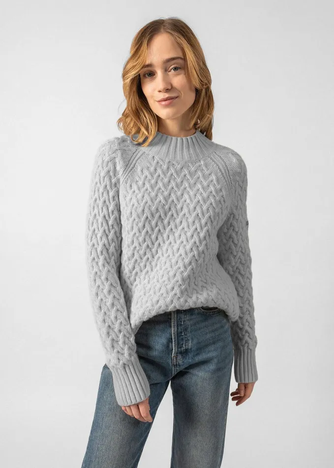 Cardiff Mock Neck Sweater With Raglan Sleeves Wool Blend Lightgray Women Saint James Breton Sweaters Cardiff Mock Neck Sweater With Raglan Sleeves Wool Blend Lightgray Women Saint James Breton Sweaters