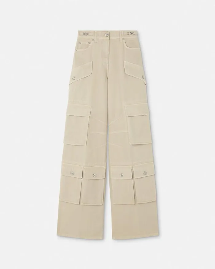 Cargo Jeans Beige Women Versace Pants and Shorts