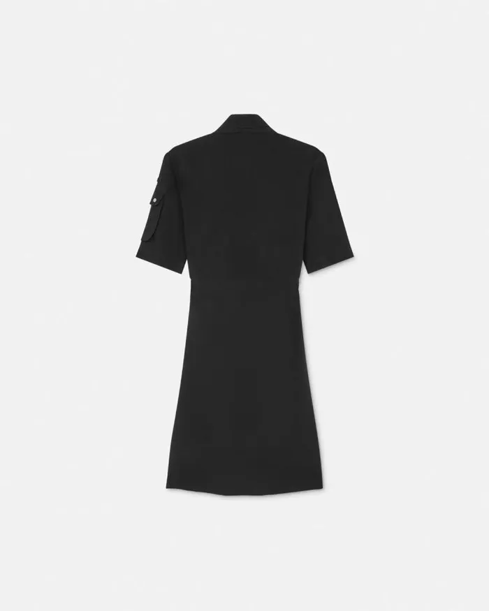 Cargo Lavallire Silk Mini Shirt Dress Black Women Versace Dresses