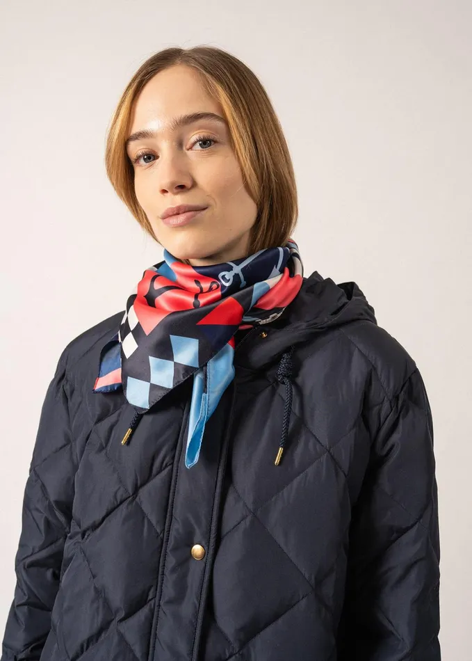 Carre Seabed Square Scarf With Geographic Motif Navyred Women Saint James Aw24
