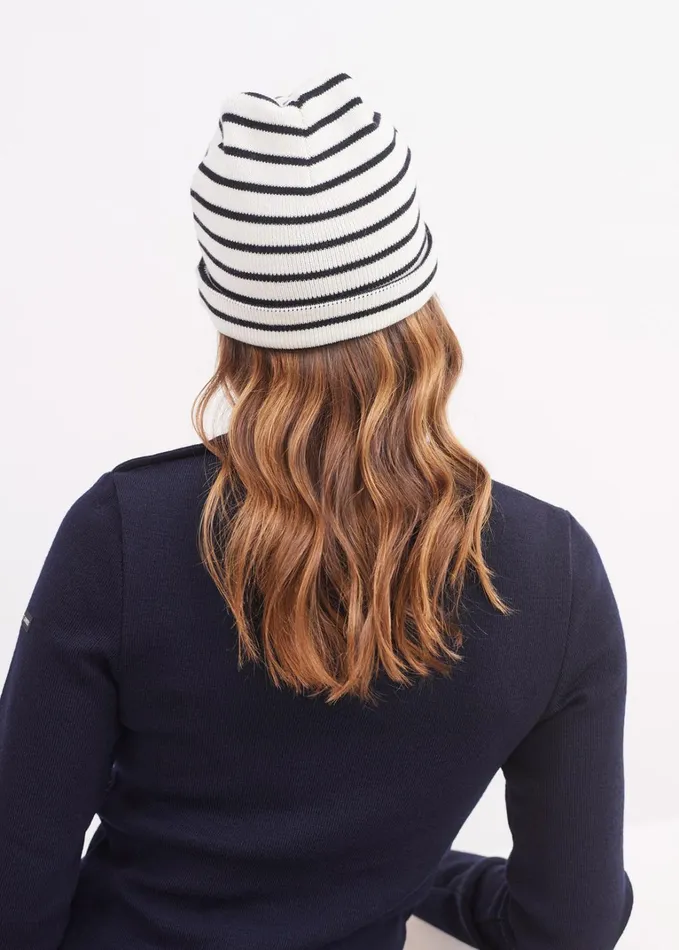 Cartier Nautical Striped Wool Blend Beanie Ivorynavy Women Saint James Hats and Beanies