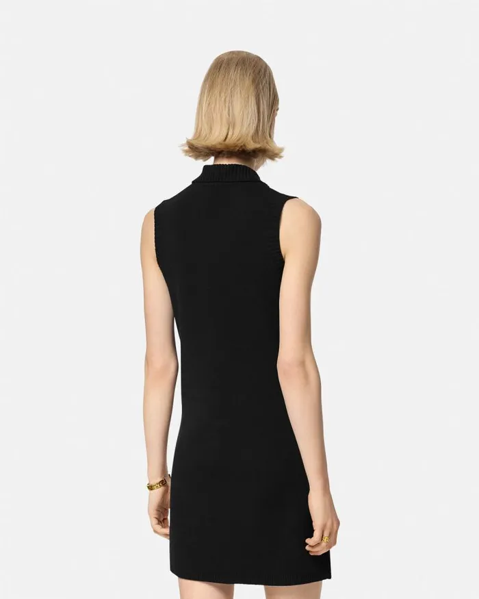 CashmereBlend Shift Knit Mini Dress Black Women Versace Dresses