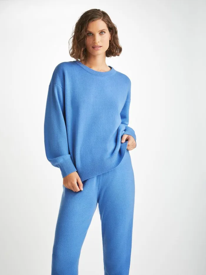 Cashmere Sweaters Women Derek Rose Relaxed Sweater Daphne Cashmere Cornflower Cashmere Sweaters Women Derek Rose Relaxed Sweater Daphne Cashmere Cornflower