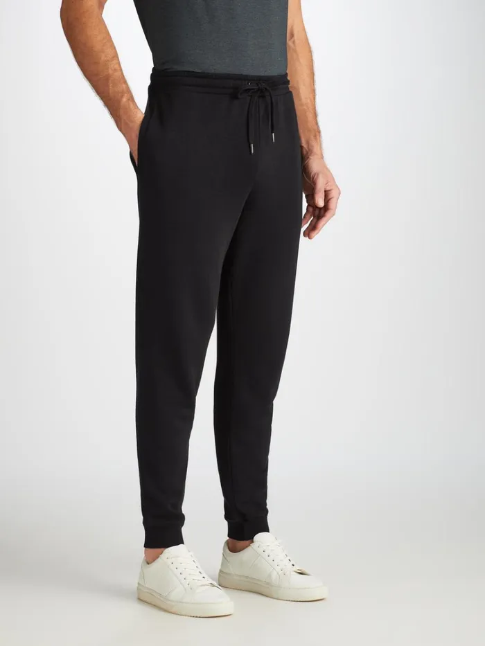 Casual Pants Men Derek Rose Sweatpants Quinn Cotton Modal Black