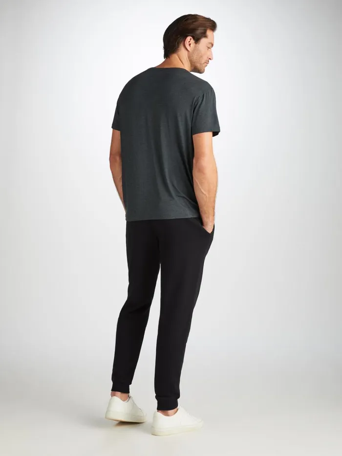 Casual Pants Men Derek Rose Sweatpants Quinn Cotton Modal Black