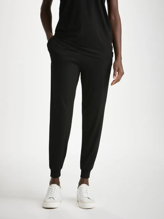 Casual Pants Women Derek Rose Track Pants Basel Micro Modal Stretch Black