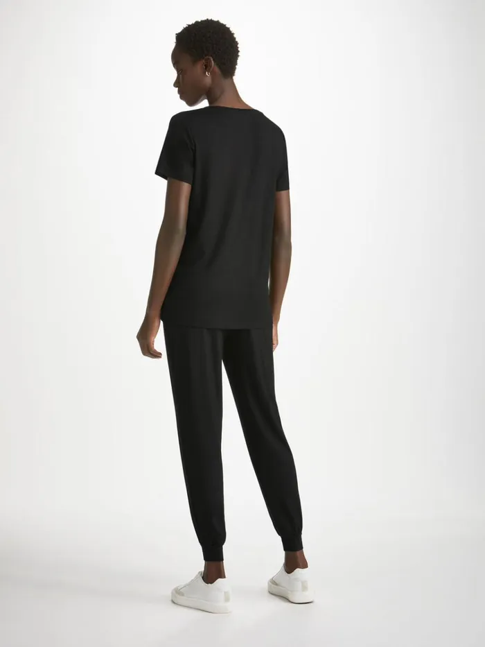 Casual Pants Women Derek Rose Track Pants Basel Micro Modal Stretch Black