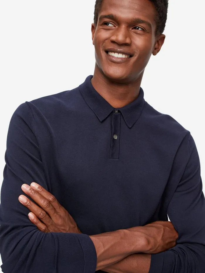 Casual Shirts Men Derek Rose Long Sleeve Polo Shirt Jacob Sea Island Cotton Navy Casual Shirts Men Derek Rose Long Sleeve Polo Shirt Jacob Sea Island Cotton Navy