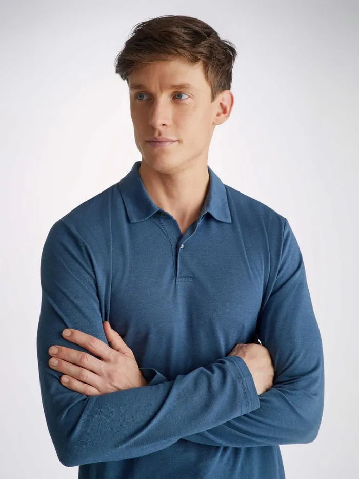Casual Shirts Men Derek Rose Long Sleeve Polo Shirt Ramsay 2 Pique Cotton Tencel Denim Casual Shirts Men Derek Rose Long Sleeve Polo Shirt Ramsay 2 Pique Cotton Tencel Denim