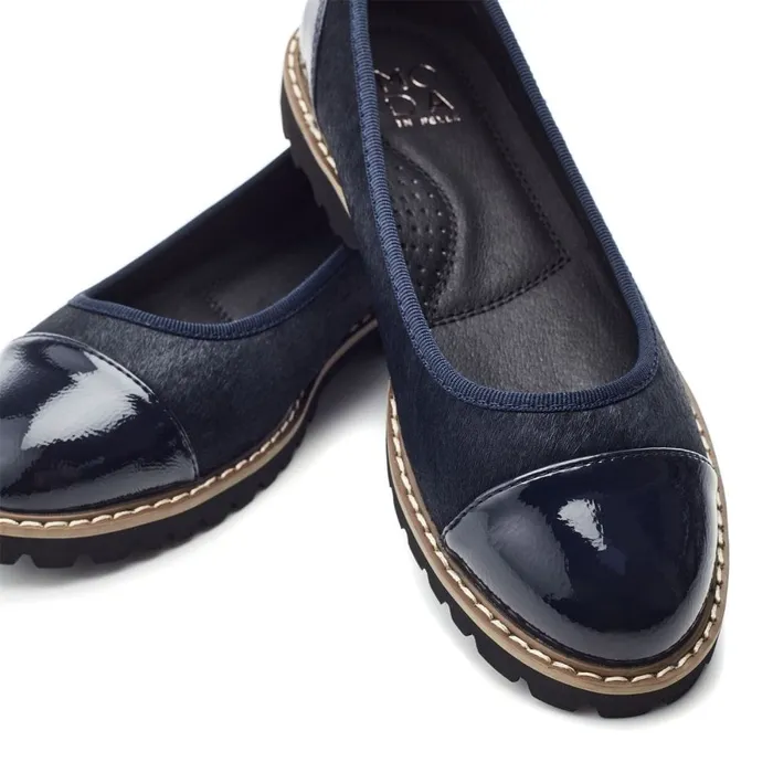 Casual Shoes Women Moda In Pelle Egleton Navy Pony Hair