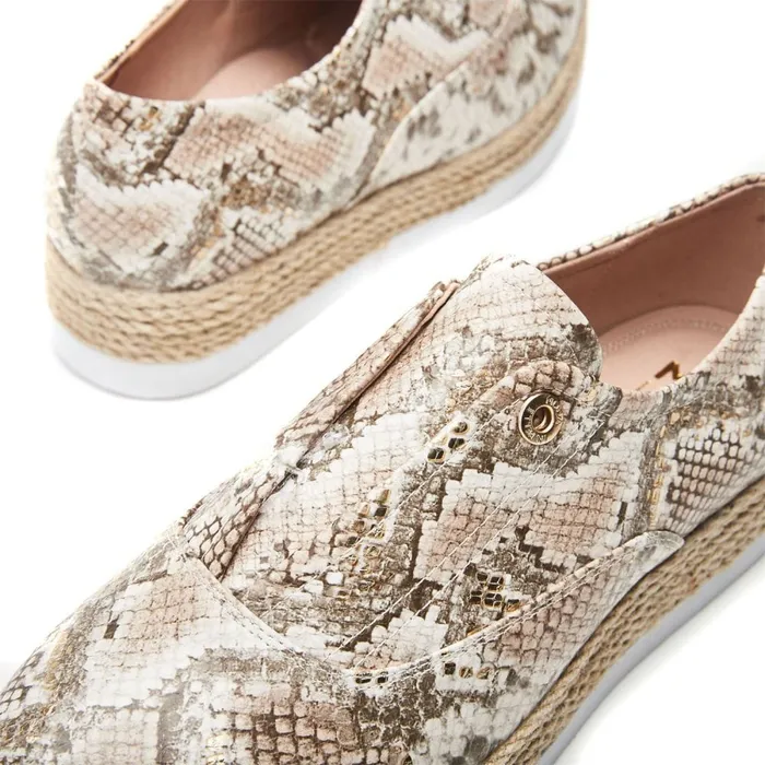 Casual Shoes Women Moda In Pelle Felicie Natural 8211 Gold Snake Print Leather