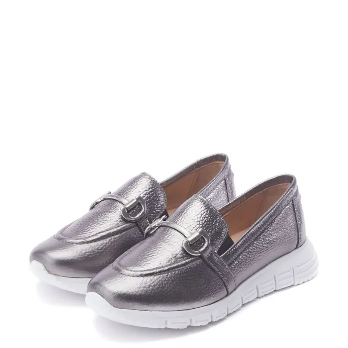 Casual Shoes Women Moda In Pelle Francie Pewter Leather