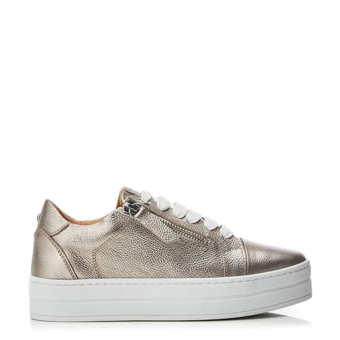 Casual Trainers Women Moda In Pelle Abbiy Gold Leather