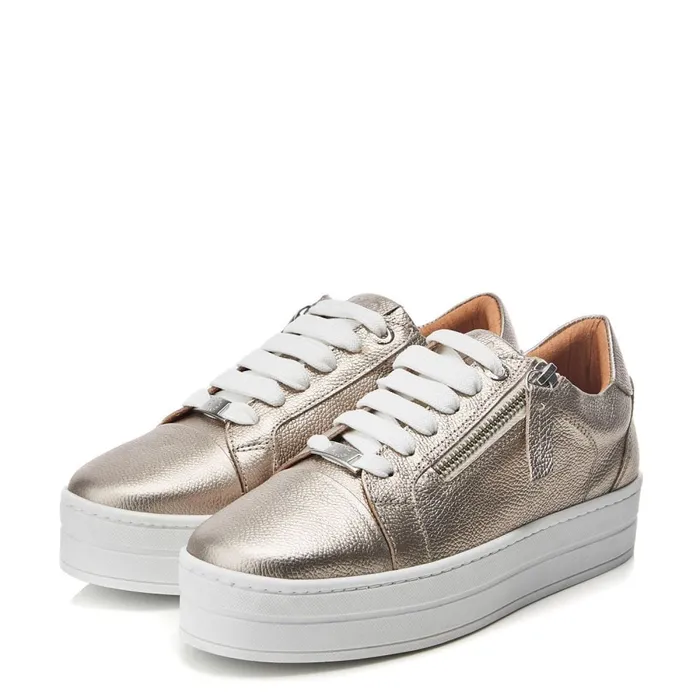 Casual Trainers Women Moda In Pelle Abbiy Gold Leather
