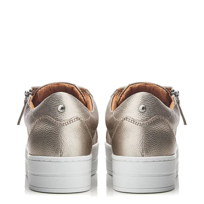 Casual Trainers Women Moda In Pelle Abbiy Gold Leather