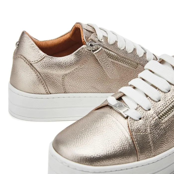 Casual Trainers Women Moda In Pelle Abbiy Gold Leather