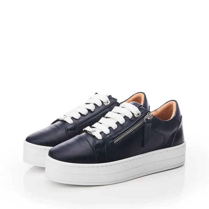 Casual Trainers Women Moda In Pelle Abbiy Navy Leather
