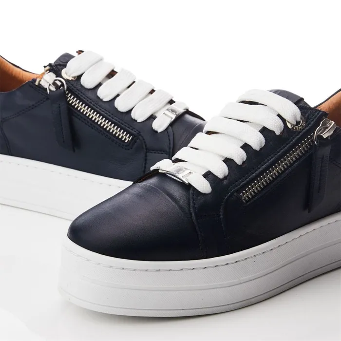 Casual Trainers Women Moda In Pelle Abbiy Navy Leather