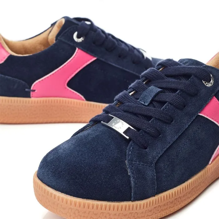 Casual Trainers Women Moda In Pelle Allette Navy Suede