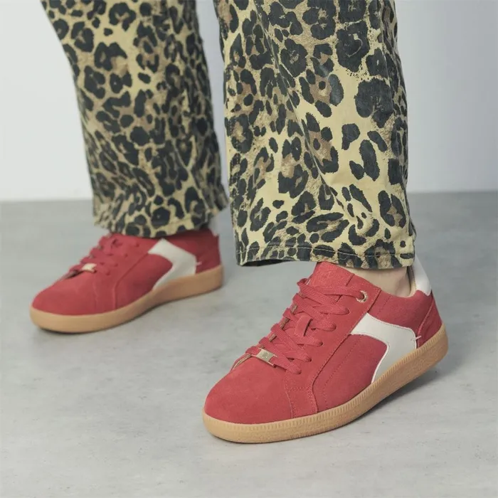Casual Trainers Women Moda In Pelle Allette Red Suede