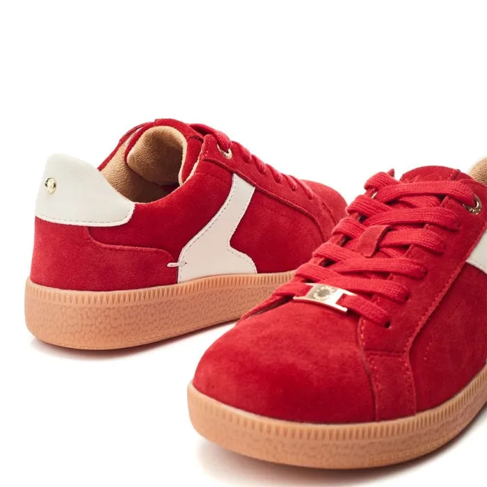 Casual Trainers Women Moda In Pelle Allette Red Suede
