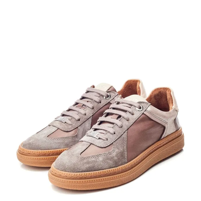 Casual Trainers Women Moda In Pelle Anilla Taupe Leather