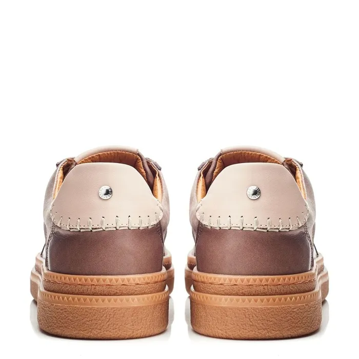 Casual Trainers Women Moda In Pelle Anilla Taupe Leather