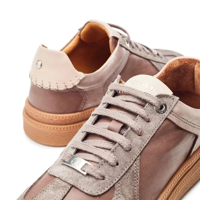 Casual Trainers Women Moda In Pelle Anilla Taupe Leather