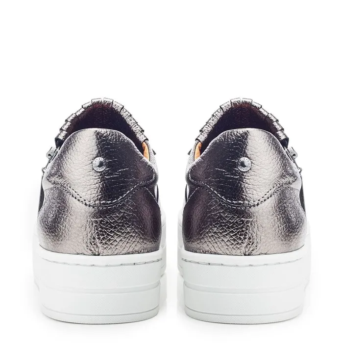 Casual Trainers Women Moda In Pelle Bessans Pewter Leather