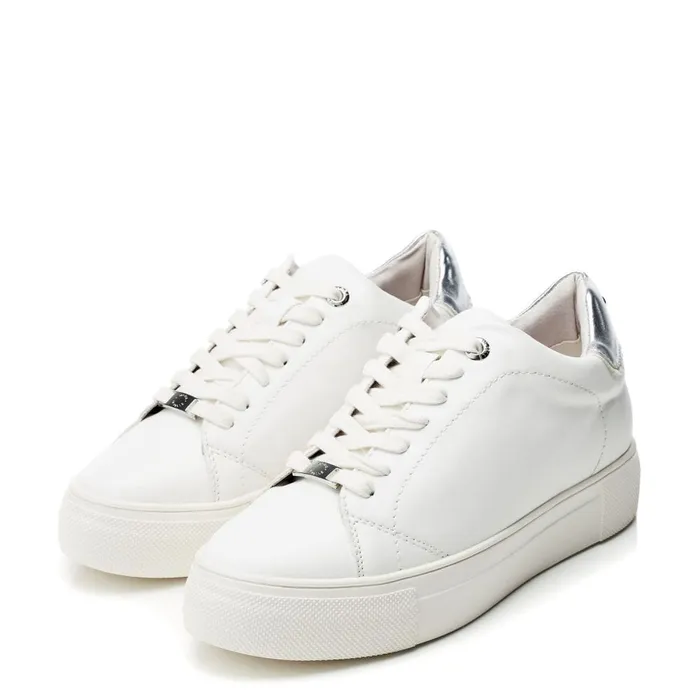 Casual Trainers Women Moda In Pelle Blakey White 8211 Silver Porvair