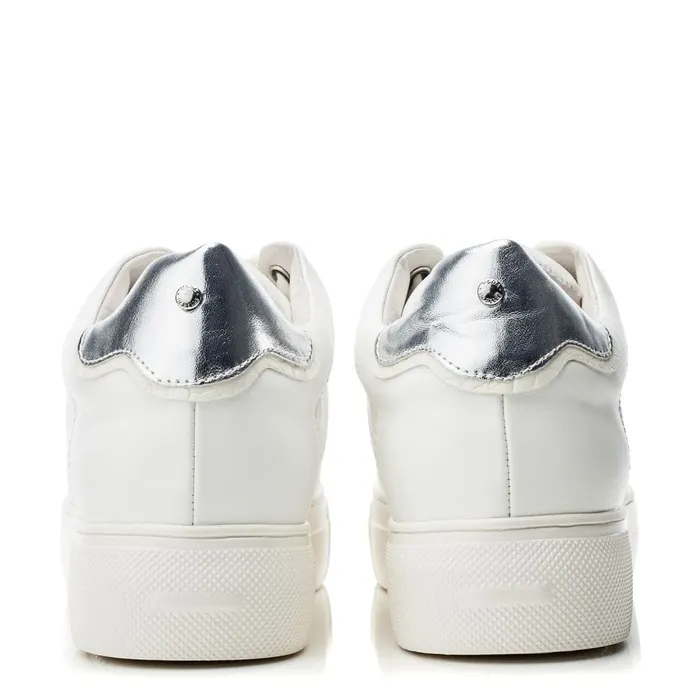 Casual Trainers Women Moda In Pelle Blakey White 8211 Silver Porvair
