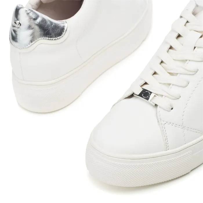 Casual Trainers Women Moda In Pelle Blakey White 8211 Silver Porvair