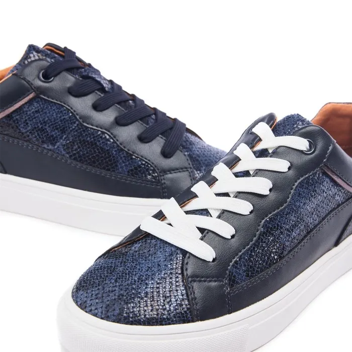 Casual Trainers Women Moda In Pelle Brier Navy Porvair