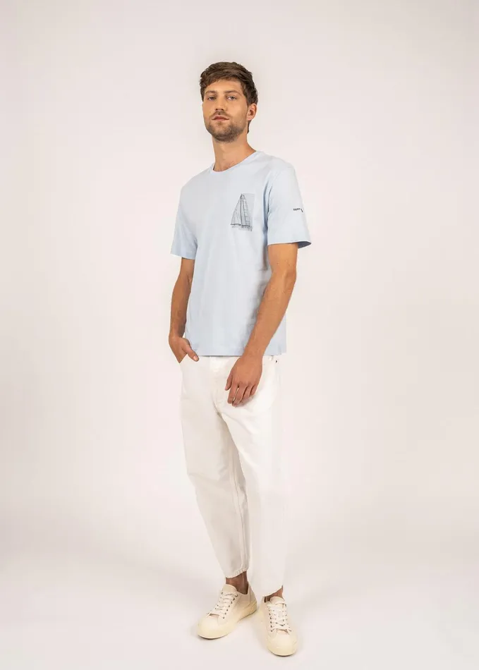 Cedric Tee With Boat Motif 100 Pima Cotton Lightblue Men Saint James TShirts and Polos Cedric Tee With Boat Motif 100 Pima Cotton Lightblue Men Saint James TShirts and Polos