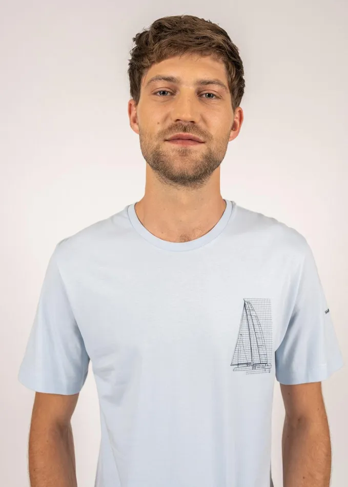Cedric Tee With Boat Motif 100 Pima Cotton Lightblue Men Saint James TShirts and Polos