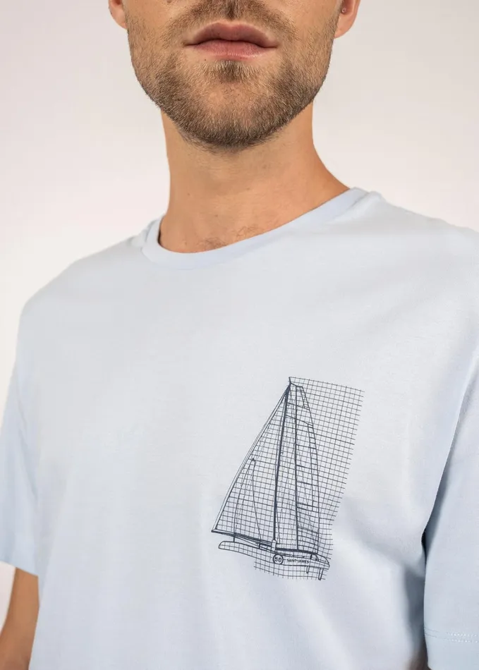 Cedric Tee With Boat Motif 100 Pima Cotton Lightblue Men Saint James TShirts and Polos