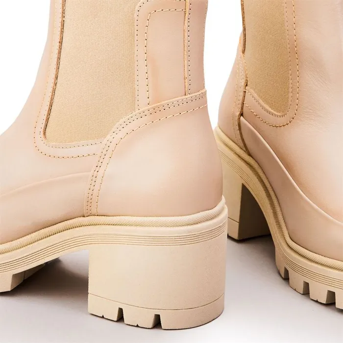 Chelsea Boots Women Moda In Pelle Chella Cream Leather