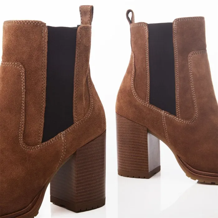 Chelsea Boots Women Moda In Pelle Kayari Tan Suede