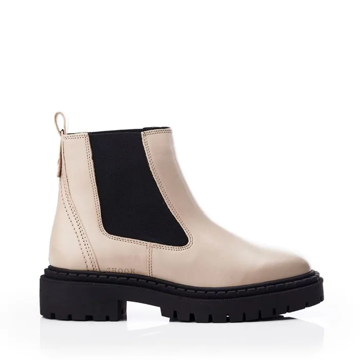 Chelsea Boots Women Moda In Pelle Shoon Sh Santos Taupe Leather