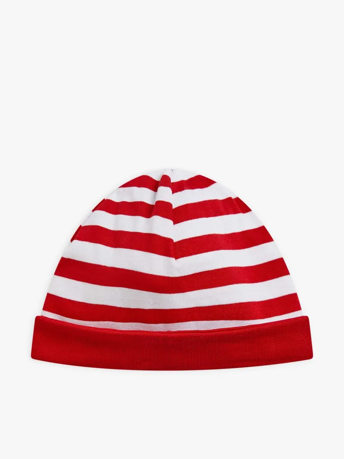 Children Agns B Accessories Red And White Cotton Jersey 1212 Striped Reversible Hat