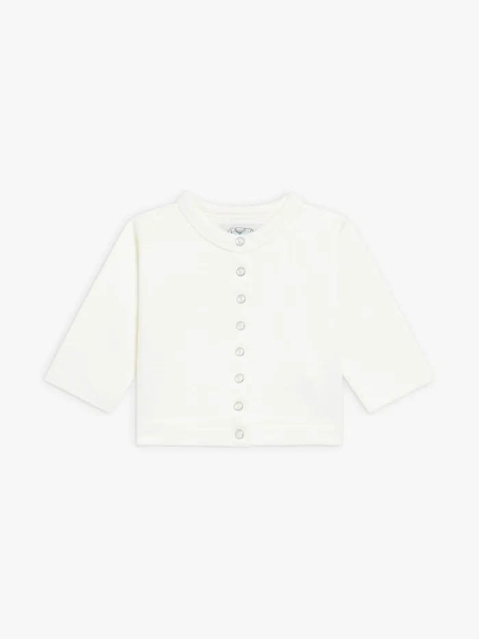 Children Agns B Clothing Baby White Cotton Fleece Snap Cardigan