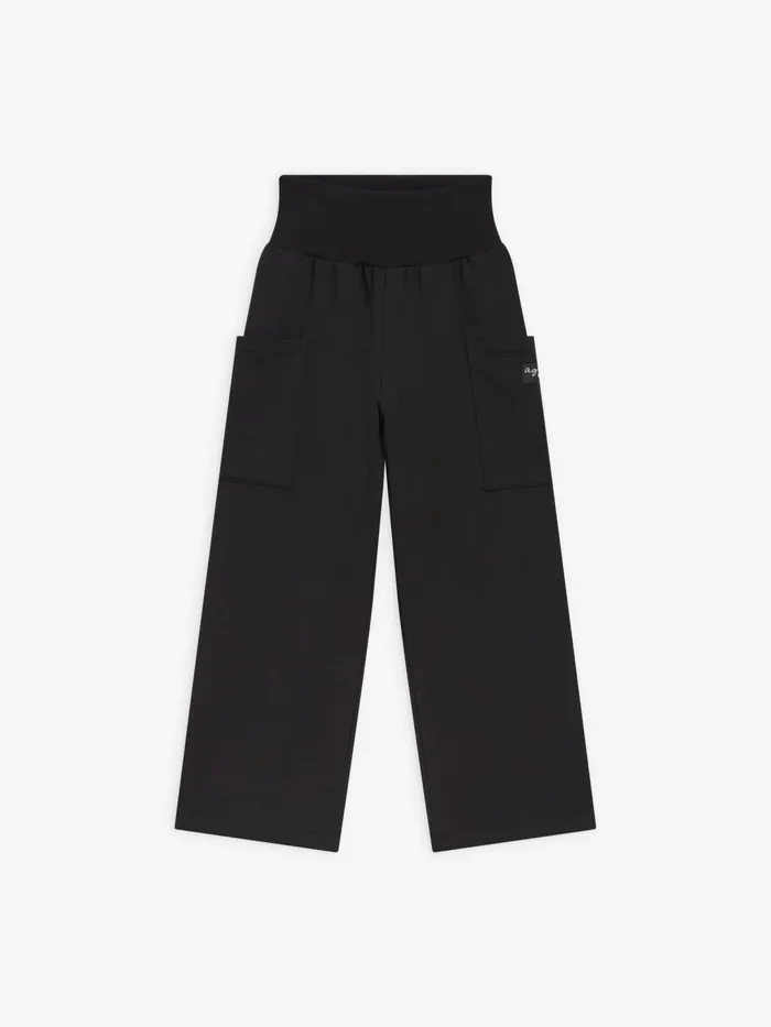 Children Agns B Clothing Black Cotton Fleece Mathis Trousers