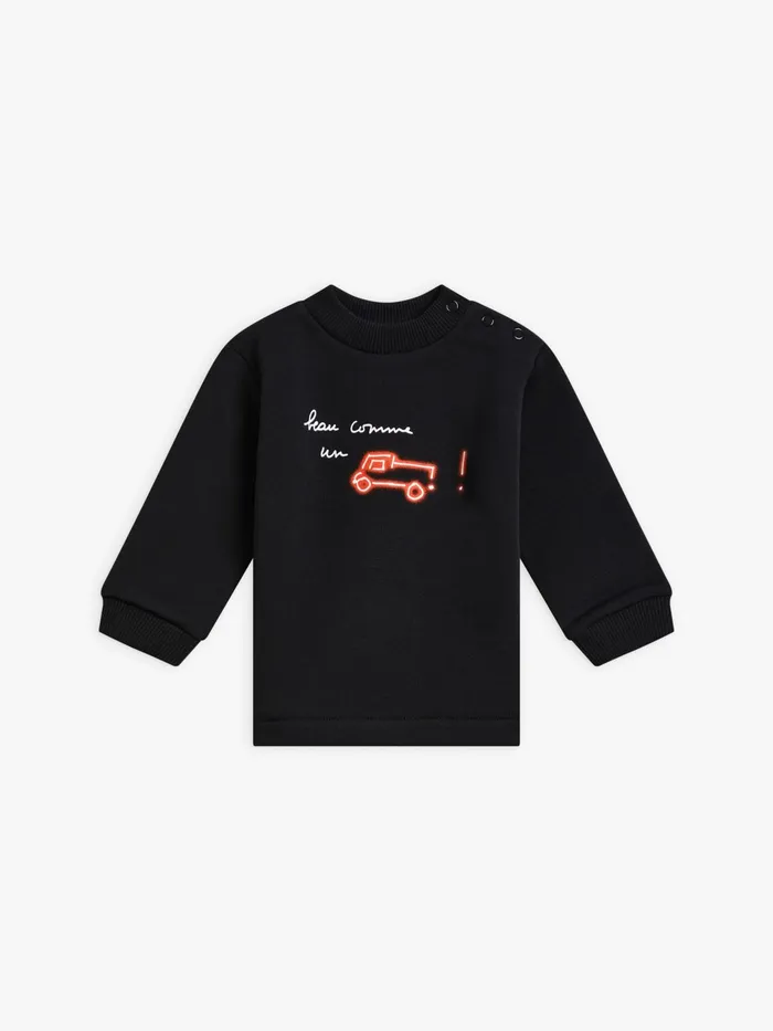 Children Agns B Clothing Black Futur Cotton Fleece Sweatshirt Screenprint