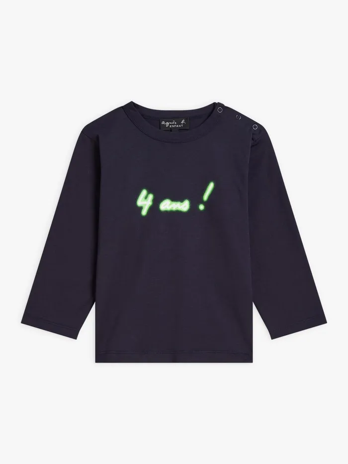 Children Agns B Clothing Blue Anniversaire Neon Cotton Jersey Tshirt