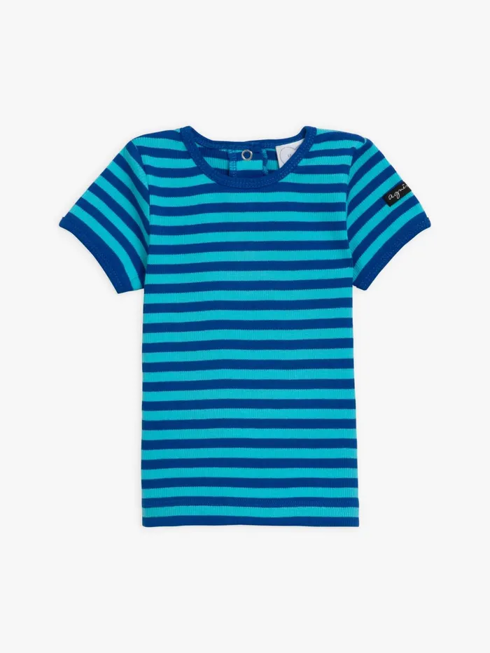 Children Agns B Clothing Blue Cotton Ribbed 88 Stripes Macio Baby Top