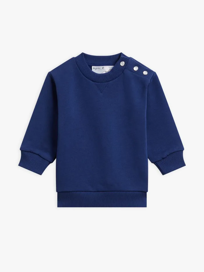 Children Agns B Clothing Blue Cup Black Fleece Sweatshirt With Snap Buttons